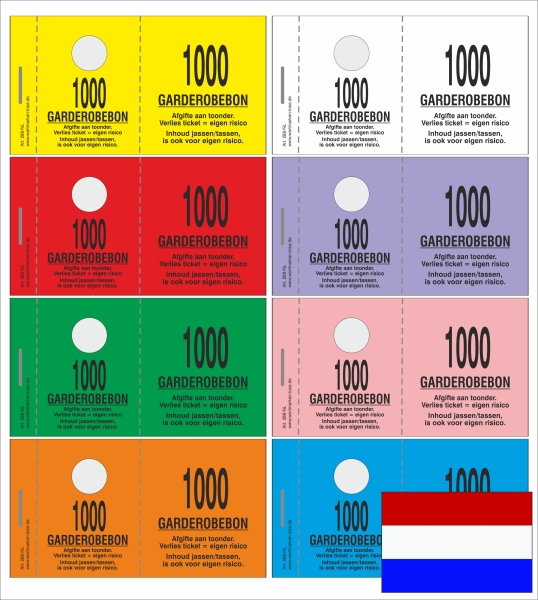 NL - 1000 Garderobebonnen - "neutral", 14 mm Bügelloch